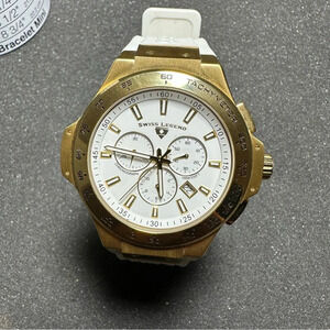 Swiss Legend Maverick Chronograph Diver Watch Gold Bezel White Dial/band Working
